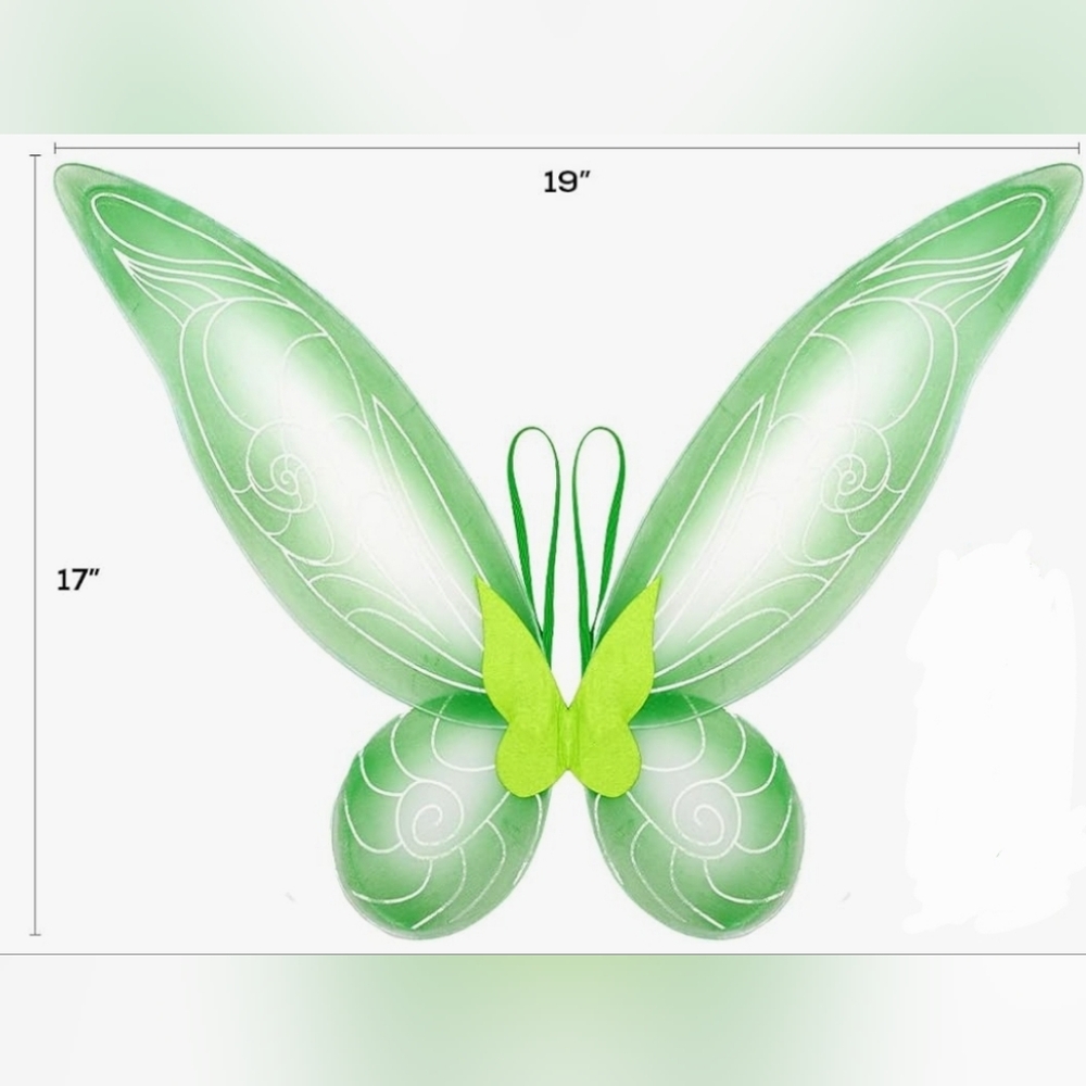 🌺 Green Glitter Fairy Wings - Tinkerbell